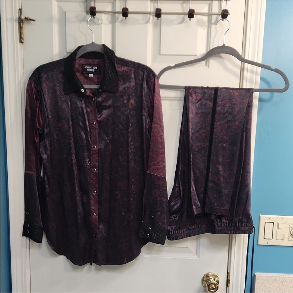 Johnny Was Mystic Gypsy 🔮 Rose Button-Up Satin Shirt and Pants Pajama Night Time - Picture 9 of 9